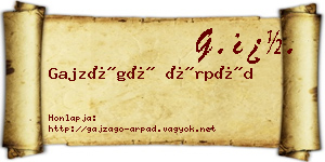 Gajzágó Árpád névjegykártya